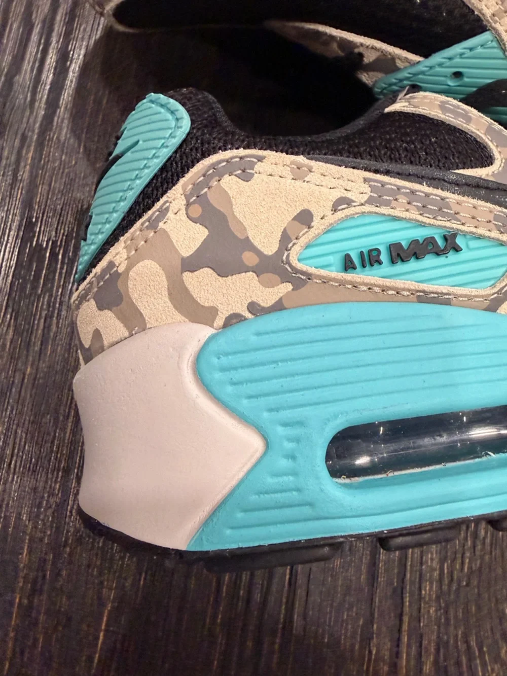 Air Max 90 Premium Camo Mens Running Shoes (Sanddrift/Black/Aurora Green/Khaki) - Picture 2 of 11